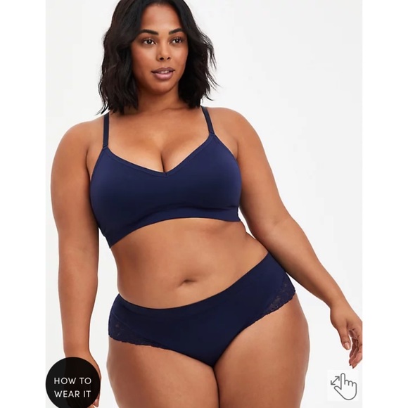 NWT TORRID Navy Racerback Lightly Padded Seamless Flirt Bralette - Picture 3 of 7